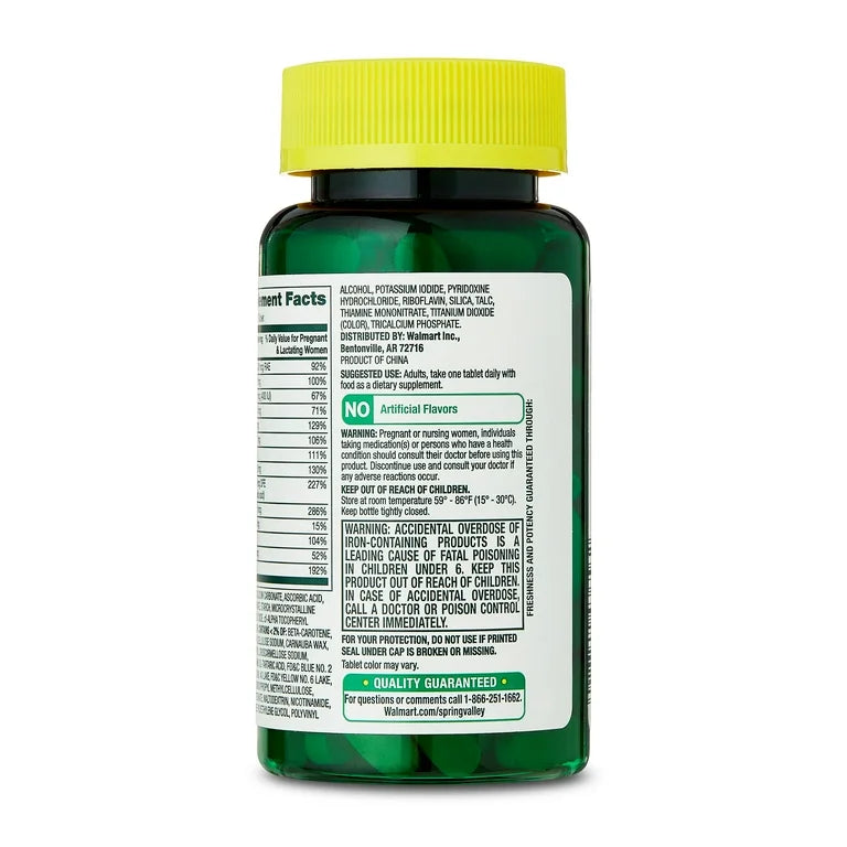 Spring Valley Prenatal Multivitamin/Multimineral | For Pregnant or Nursing Women | Improves Mom’s Health | 100 Tablets Exp 07/2027
