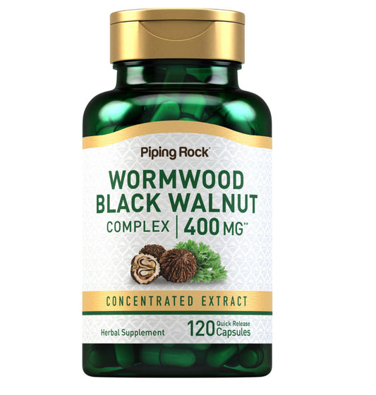 PipingRock Wormwood Black Walnut Complex 400mg | Concentrated Extract | Promotes Overall Health & Wellbeing | 120 Capsules; Exp 10/2027