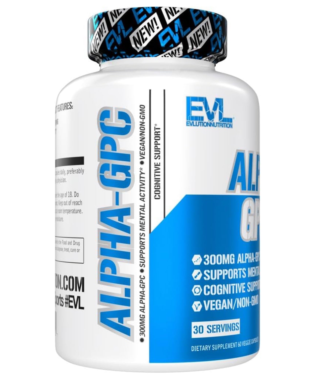 EVL Alpha GPC 600 mg Choline | Nootropics | L-alpha-glycerylphosphorylcholine | Bioavailable Source of Choline | Acetylcholine Precursor & Mood Booster | Brain, Memory & Focus Support | 60 Capsules; Exp 08/2027