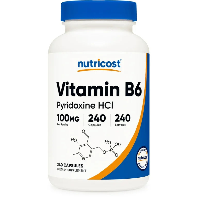 Nutricost Vitamin B6 100mg | Supports Energy Metabolism and Healthy Nervous System Function | 240 Capsules; Exp 09/2028