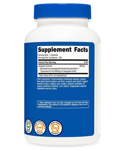 Nutricost Jiaogulan Extract 25,000mg | Southern Ginseng | Stress Support | Vital Energy Adaptogen | 120 Capsules; 08/2028