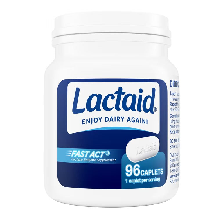 Lactaid Original Strength Lactase Enzyme | 9000 FCC Lactase Enzyme/Serving | 96 Servings | Prevents Gas, Bloating & Diarrhea Associated with Lactose Intolerance | Suitable for Adults & Children, Ages 4 & up | 96 Caplets; Exp 11/2028