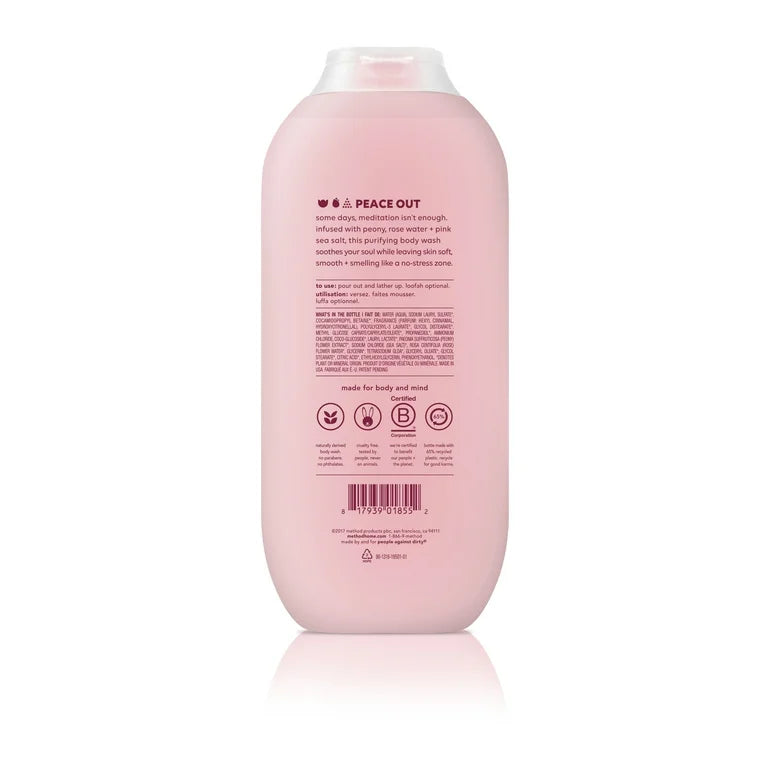 Method Pure Peace Body Wash | Peony, Rose Water & Pink Sea Salt | 18oz/532ml