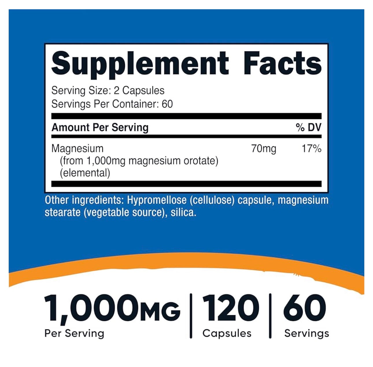 Nutricost Magnesium Orotate 1000mg | Optimal Absorption | Helps Maintain Bone Health, Muscle & Nerve Function | 120 Capsules; Exp 08/2028