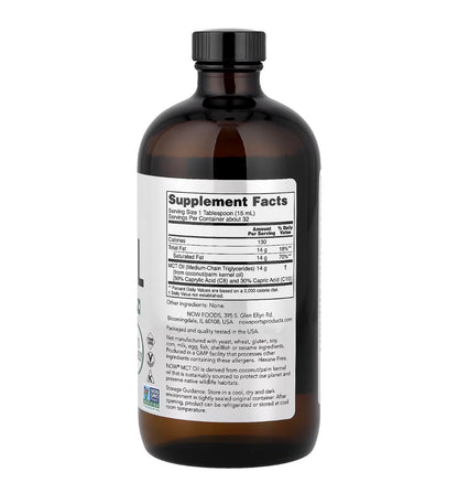 NOW MCT Oil  (Medium Chain Triglycerides) | Keto Friendly, Supports Weight Management | Unflavored | Glass Bottle 16oz/473ml; Exp 02/2029