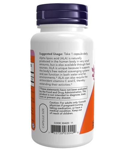 NOW Alpha Lipoic Acid 250mg | Supports Glutathione Production | Free Radical Scavenger | 60 Capsules; Exp 06/2030