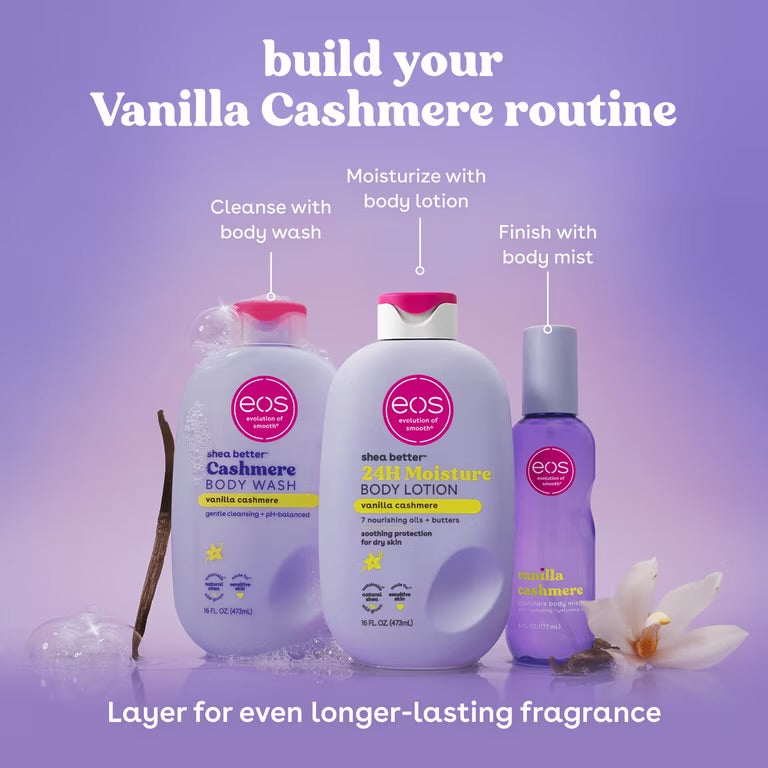 EOS Shea Better 24HR Moisture Vanilla Cashmere Body Lotion | Moisturizing 𝐋𝐨𝐭𝐢𝐨𝐧 | 16 fl.oz (473 ml)