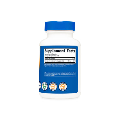 Nutricost Zinc Bisglycinate 50mg | High Potency Zinc Glycinate | Supports Enhancing Immune System | Powerful Antioxidant | Chelated to Promote Optimal Absorption | 120 Capsules; Exp 10/2028