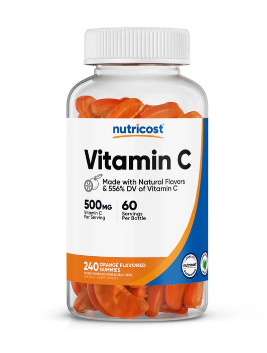 Nutricost Vitamin C Gummies | Immune Support | Glowing Skin | Orange Flavored ~ 240 Gummies; Exp 11/2028