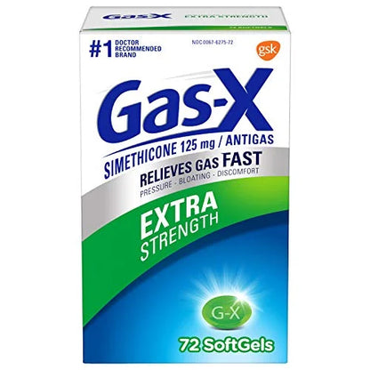 Gas-X Extra Strength Gas Relief Softgels With Simethicone 125mg | Provides Relief from Gas & Bloating |  72 Softgels; Exp 02/2027