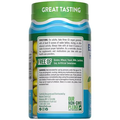 Nature's Truth Electrolyte Hydration Gummies | Hydration Support | Calcium, Magnesium, Potassium | Delicious Lemon Flavor 48 Gummies Exp 12/2025