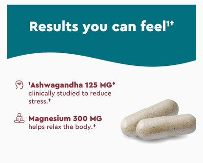 Nature Made Wellblends Calm & Relax | Ashwagandha 125mg, Magnesium 300 mg | 54 Capsules, Exp 01/2026