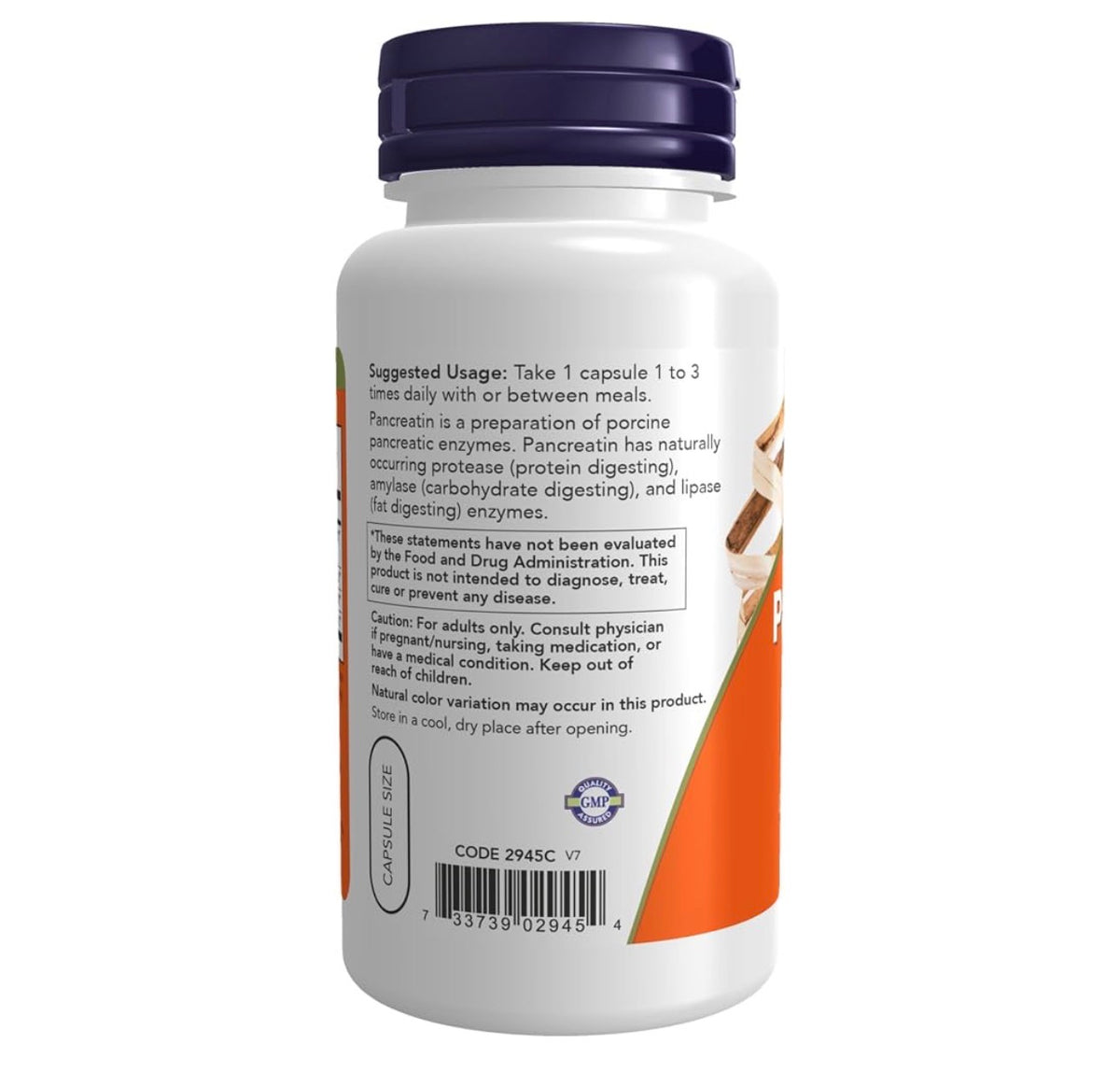 NOW Pancreatin 2000mg (Porcine) with Naturally Occurring Enzymes ~ Protease (Digests Protein), Amylase (Digests Carbohydrate) & Lipase (Digests Fat) | 100 Capsules; Exp 11/2029