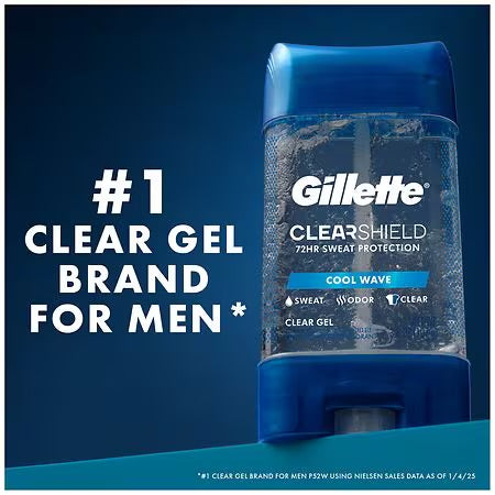 Gillette Cool Wave Clear Gel Men's Antiperspirant and Deodorant 3.8 oz; Exp 06/2027