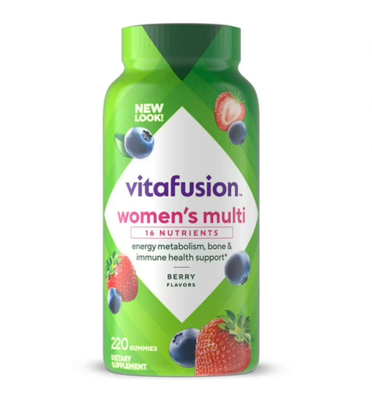 Vitafusion Women’s Multivitamin with Vitamin C & E | For Energy Metabolism, Bone & Immune Support | Delicious Berry Flavor | 220 Gummies; Exp 01/2027