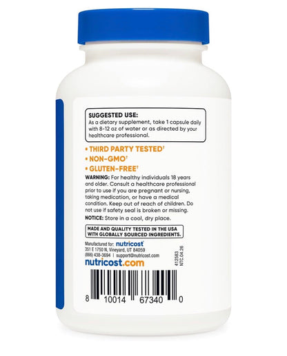 Nutricost Pygeum Extract 5000mg | For Men Seeking Prostate, Bladder, & Urinary Tract Support | 120 Capsules; Exp 12/2028