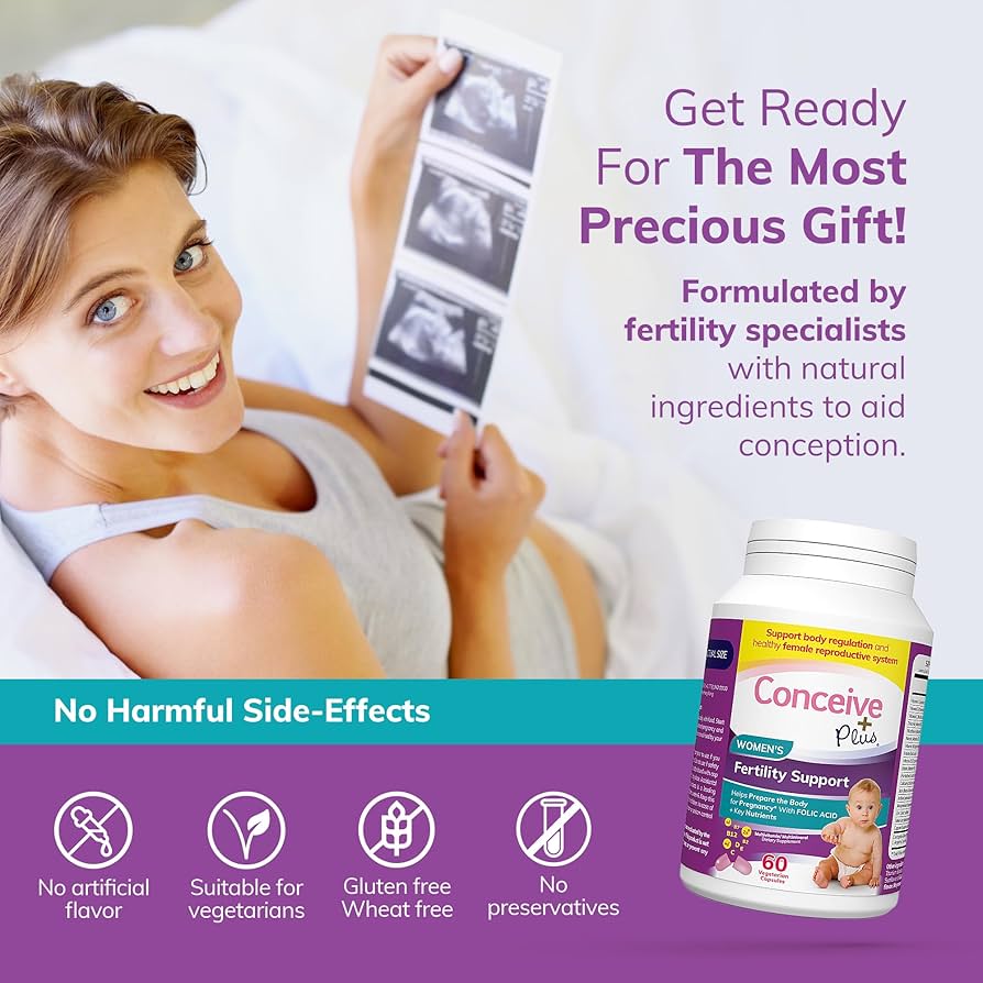 CONCEIVE PLUS Women's Fertility Support | Conception Prenatal Supplements for Her | Aids Hormonal Balance & Regular Cycles | With 23 Fertility Boosting Ingredients | 60 Capsules; Exp 08/2028 *New look
