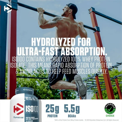 Dymatize ISO100® Hydrolyzed, 100% Whey Protein Isolate | 25g of Protein, 5.5g BCAAs, 2.6g Leucine | Utra-Fast Absorbing Performance Protein | Gourmet Vanilla Flavor~25.7 oz (730 g); Exp 05/2026