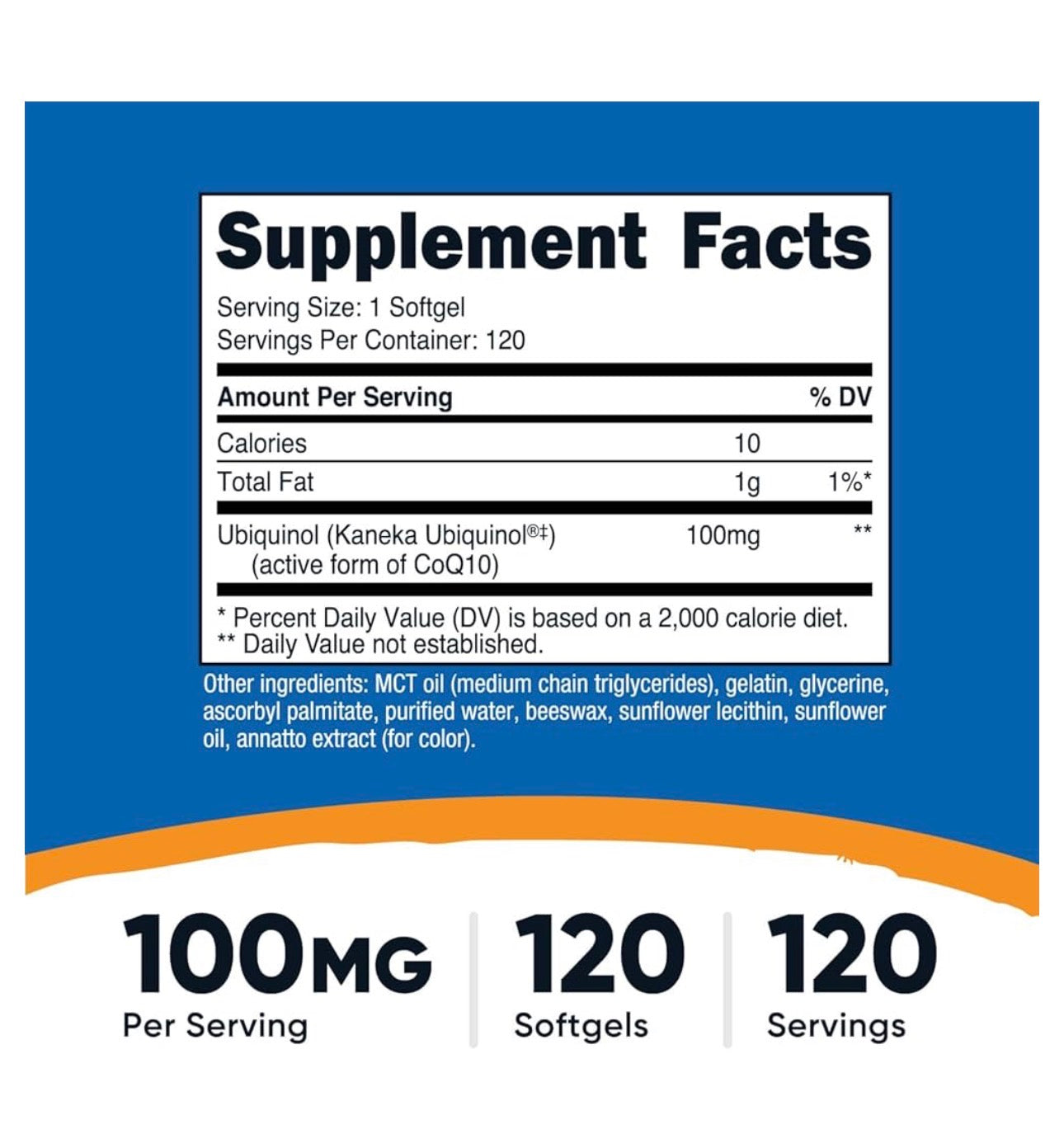 Nutricost Ubiquinol 100 mg - Superior Absorption Kaneka Ubiquinol | Active Form of CoQ10 | 120 Softgels; Exp 07/2028