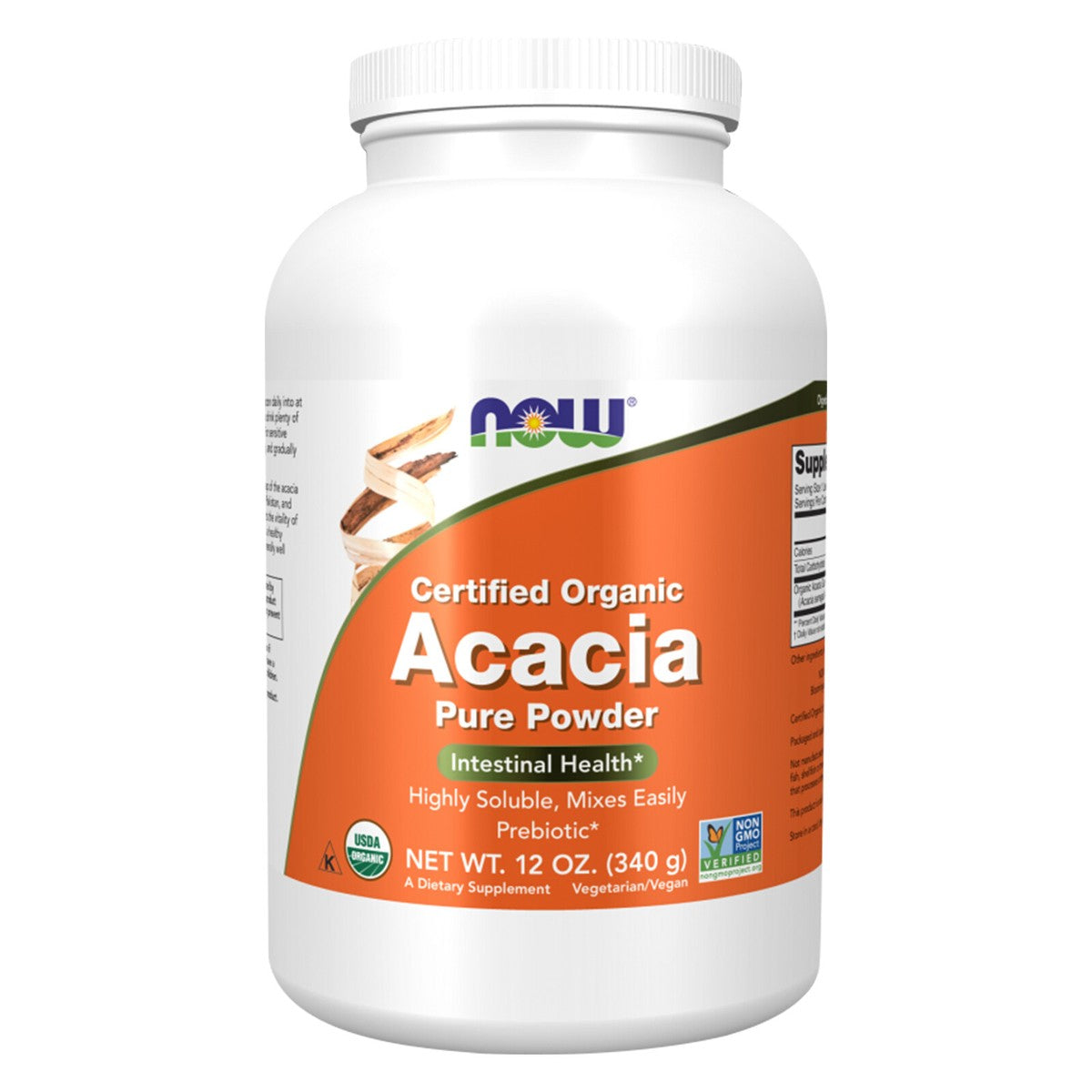 NOW Pure Acacia Fiber Powder | Soluble Fibre | Supports Gut Health | 12oz/340g; Exp 03/2030