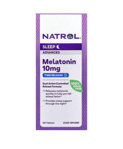 Natrol Melatonin 10mg Advanced | With Vitamin B6 | for Restful Sleep | Time Release | 60 Tablets, Exp 05/2026