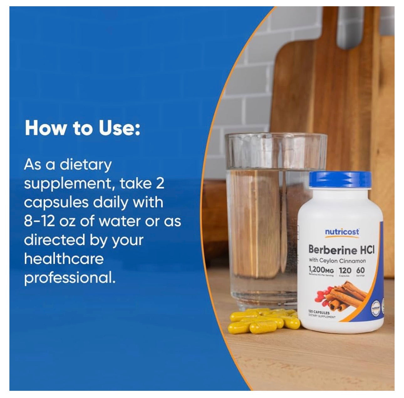 Nutricost Berberine HCl 1200mg with Ceylon Cinnamon | Improves Insulin Sensitivity to Maintain Balanced Blood Sugar Levels | Promotes Weight Management | 120 Capsules; Exp 10/2028