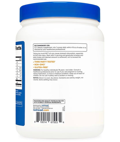 Nutricost MCT Oil Powder 10g (Medium Chain Triglycerides) | 10,000mg per Serving | Fat Burning | Weight Loss | Keto Friendly | 454g/1Lb; Exp❗️ UNCLEAR 07/2028 👉🏽Check last picture