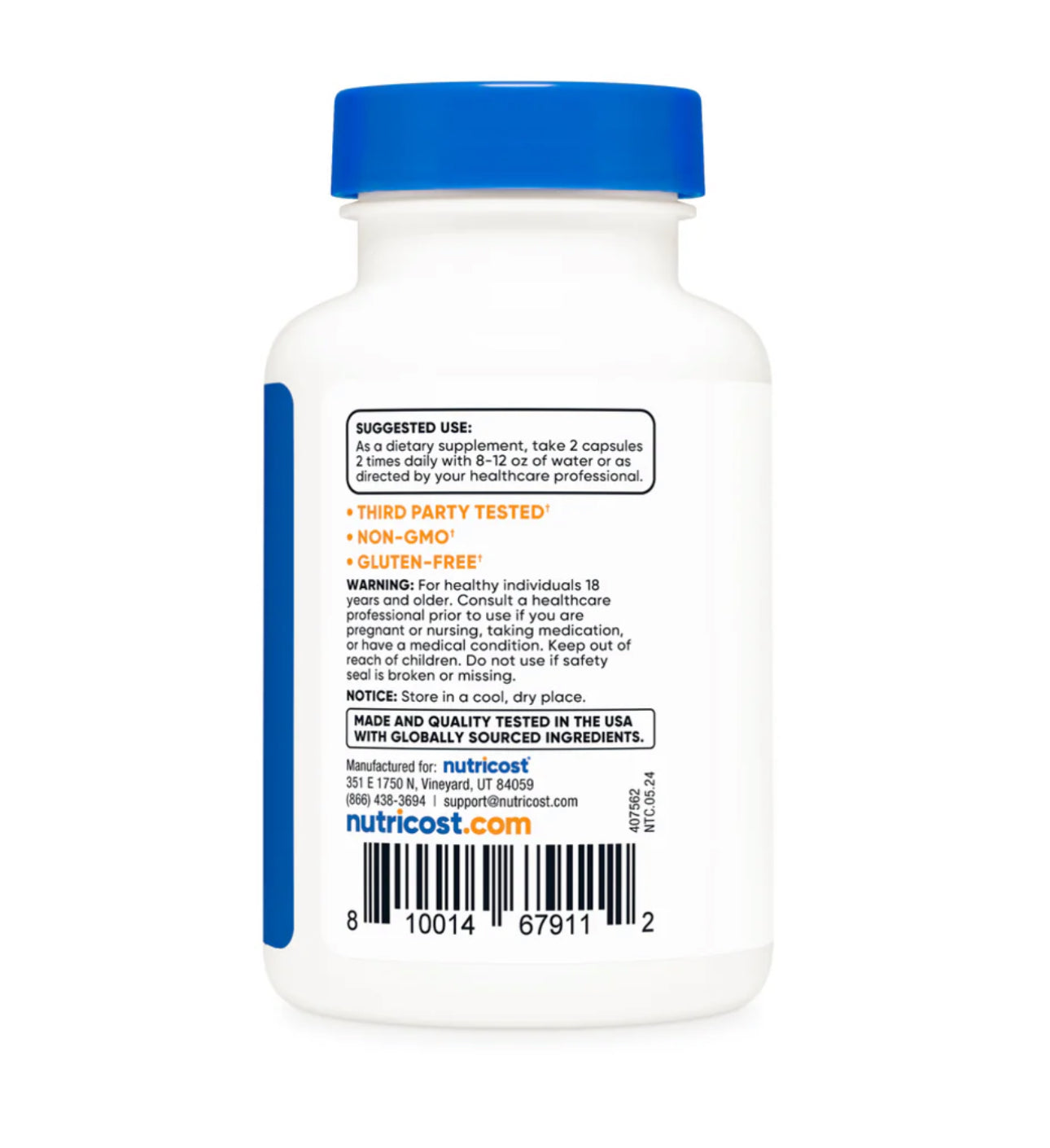 Nutricost Alpha GPC 600 mg Choline | Nootropics | L-alpha-glycerylphosphorylcholine | Bioavailable Source of Choline | Acetylcholine Precursor & Mood Booster | Brain, Memory & Focus Support | 60 Capsules; Exp 11/2027