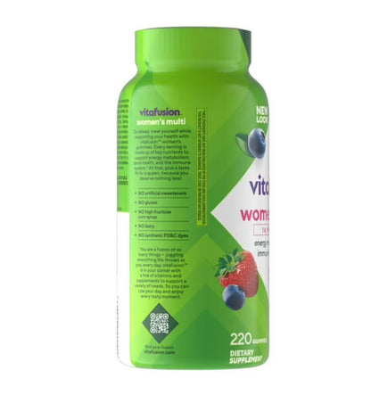 Vitafusion Women’s Multivitamin with Vitamin C & E | For Energy Metabolism, Bone & Immune Support | Delicious Berry Flavor | 220 Gummies; Exp 01/2027