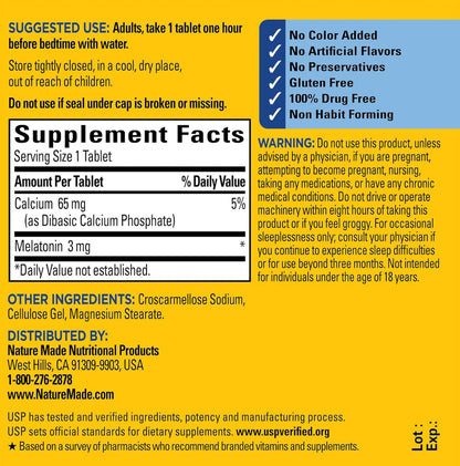 Nature Made Melatonin 3mg | 100% Drug Free Sleep Aid for Adults | 240 Tablets; Exp 06/2025