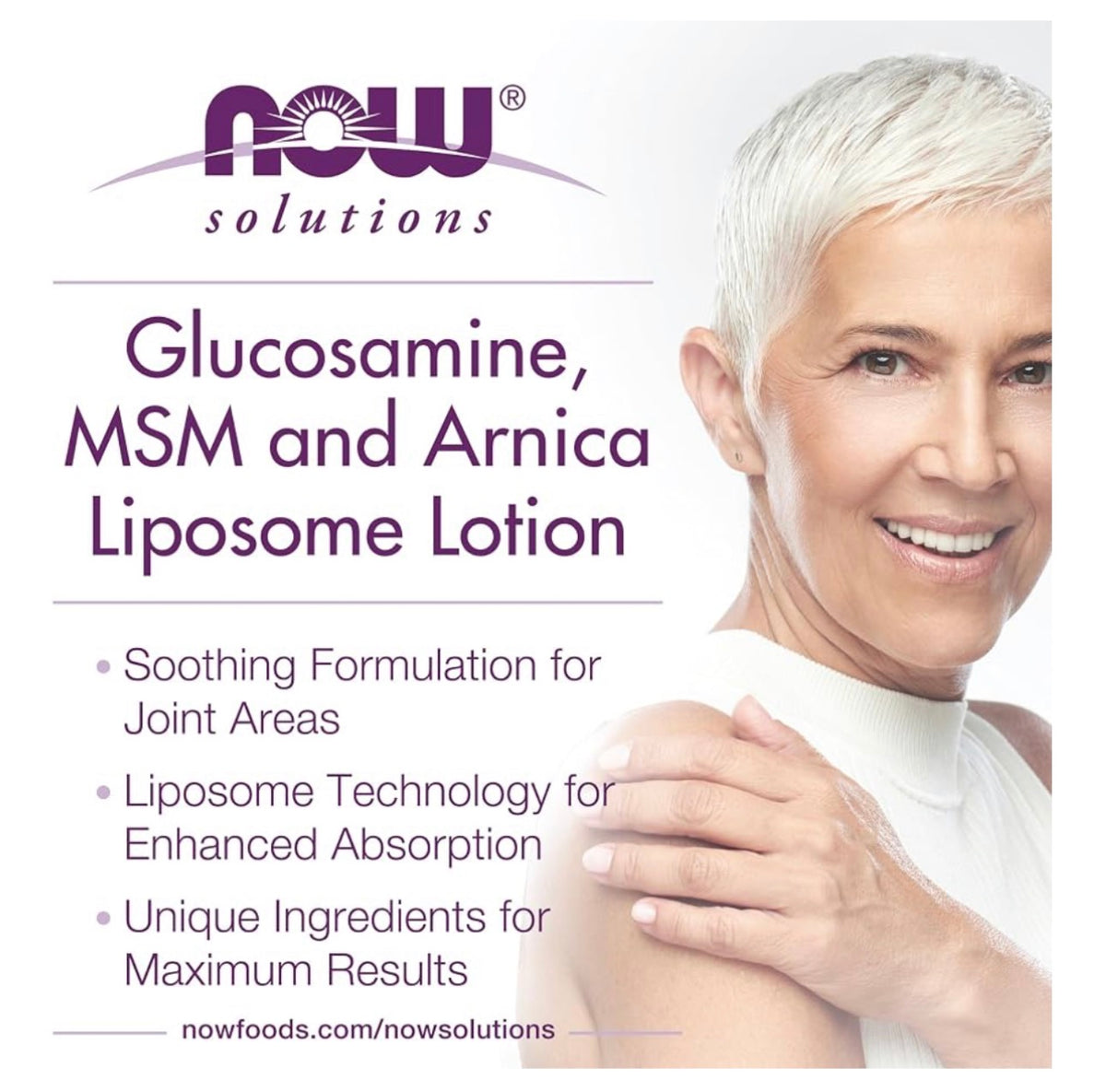 NOW Glucosamine, MSM & Arnica Liposome Lotion | Soothing Formula For Joint Pain | Enhanced Absorption | 8oz/237ml; Exp 07/2028