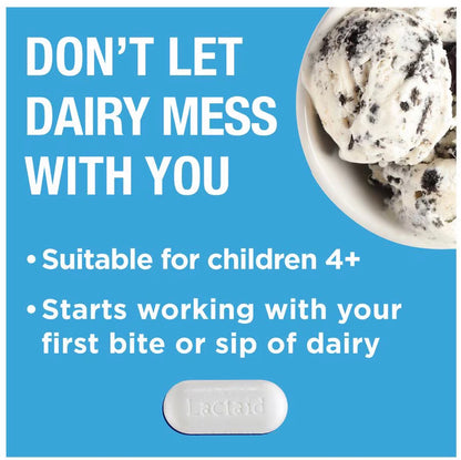 Lactaid Original Strength Lactase Enzyme | 9000 FCC Lactase Enzyme/Serving | 96 Servings | Prevents Gas, Bloating & Diarrhea Associated with Lactose Intolerance | Suitable for Adults & Children, Ages 4 & up | 96 Caplets; Exp 11/2028
