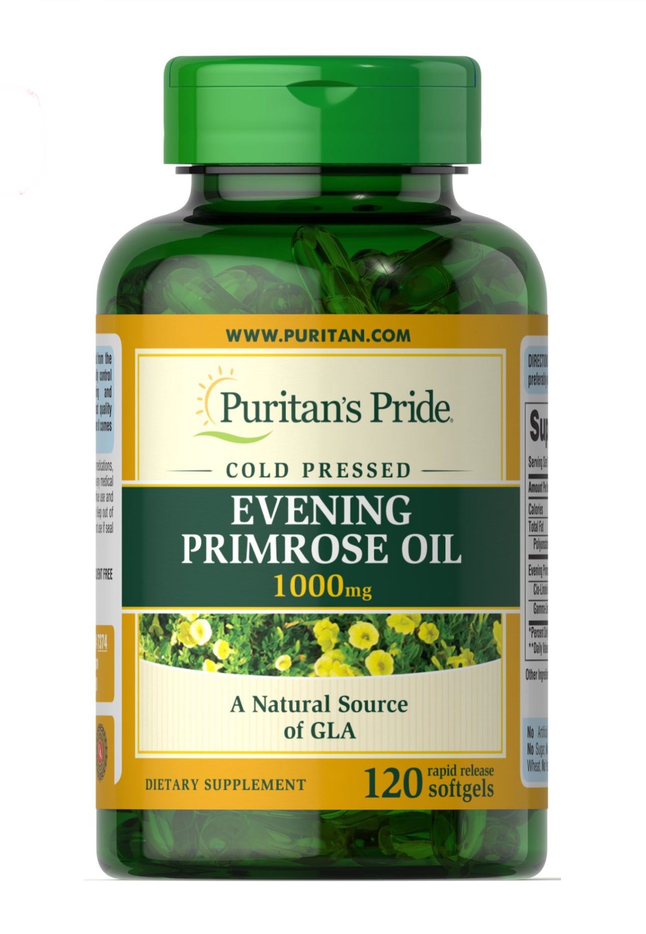 Puritans Pride Evening Primrose Oil 1000 mg | Similar to Efamol | Promotes Healthy Skin & Balanced Immune Response | 120 Softgels; Exp 07/2028