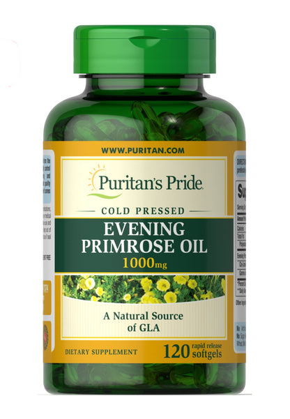 Puritans Pride Evening Primrose Oil 1000 mg | Similar to Efamol | Promotes Healthy Skin & Balanced Immune Response | 120 Softgels; Exp 07/2028