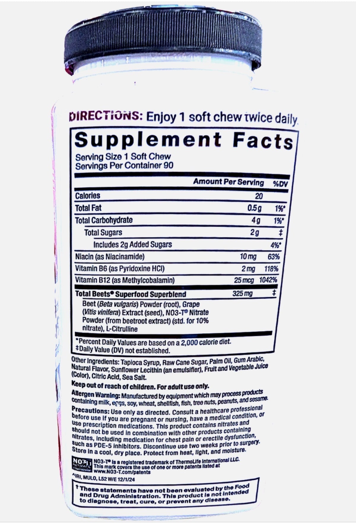 Force Factor Total Beets Soft Chews with Beetroot, Nitrates, L-Citrulline, Grapeseed Extract, & Antioxidants | Supports Heart Health Energy, Metabolism | Superfood | Açai Berry Flavor ~ 90 Soft Chews; Exp 03/2028