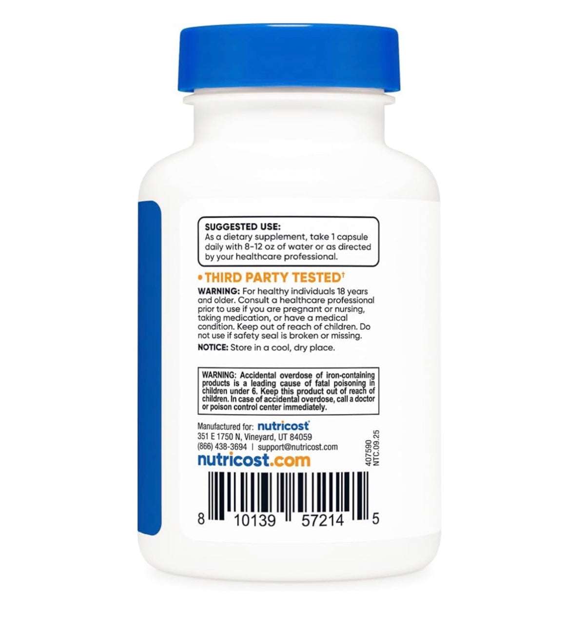 Nutricost Iron Bisglycinate 25mg | Well Absorbed Form of Iron | Essential for the Formation & Function of Healthy RBCs and Improves Energy levels | 120 Capsules; Exp 02/2029