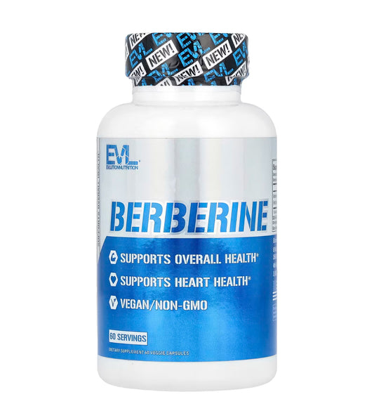EVL Berberine 500mg | 60 Day Supply | Supports Overall Health & Heart Health |  Help Maintain Healthy Cholesterol, Triglyceride & Blood Glucose Levels | 60 Capsules; Exp 12/2026