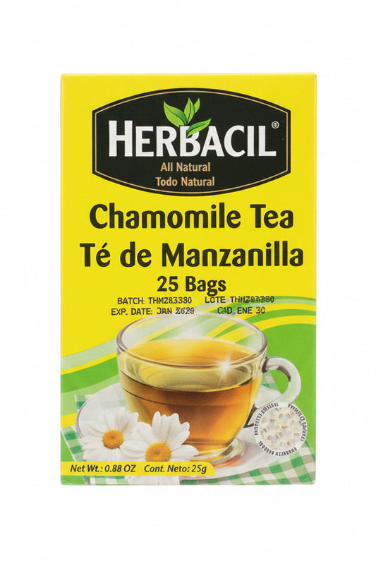 Herbacil Chamomile Tea | Calming Tea for Sleep Time | Caffeine-Free | 25 Tea Bags; Exp 10/2029