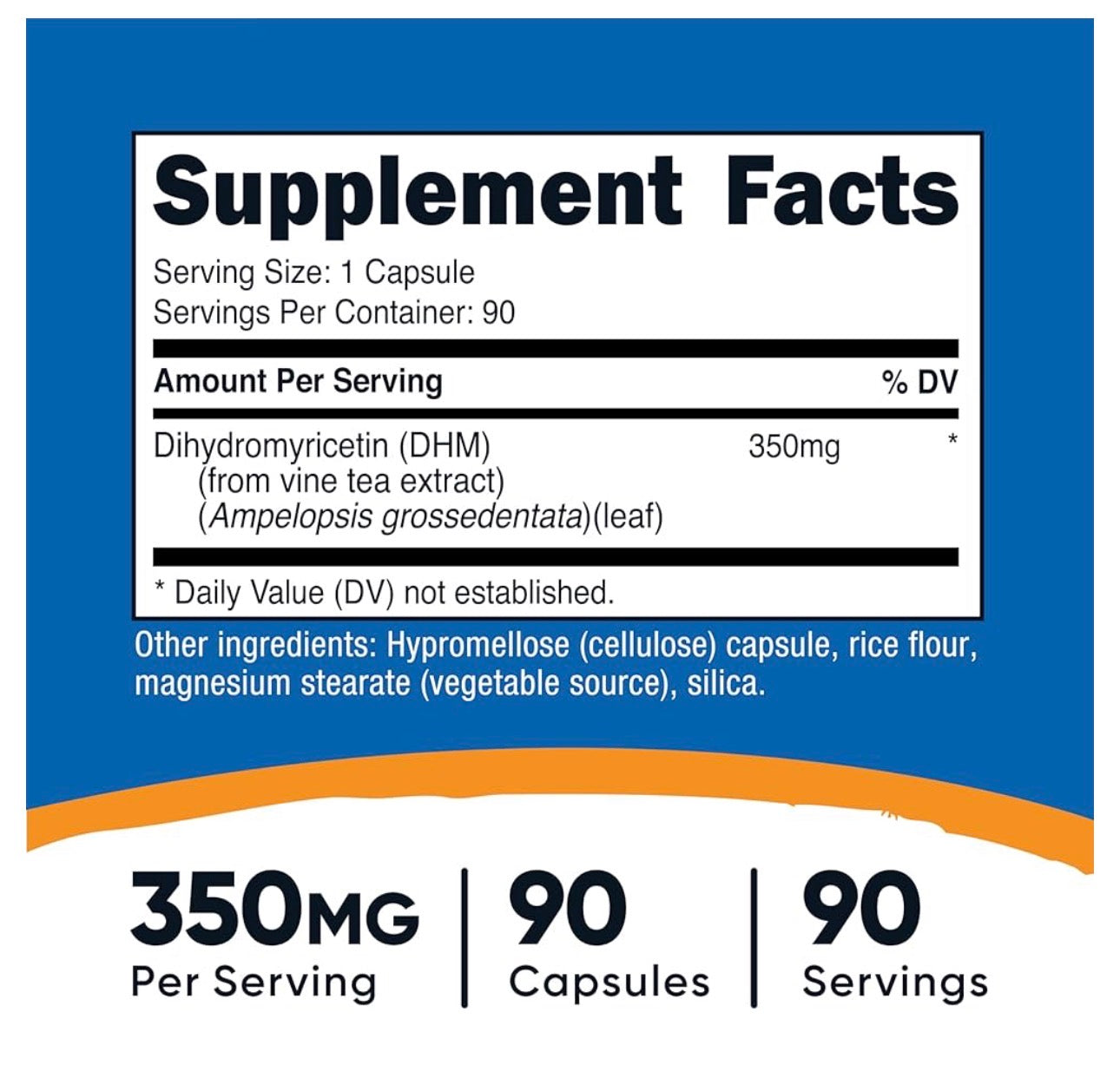 Nutricost Dihydromyricetin (DHM) 350mg | Supports Healthy Liver Function & Aids in Recovery After Hangovers (From Alcohol Drinking) | 90 Capsules; Exp 08/2028