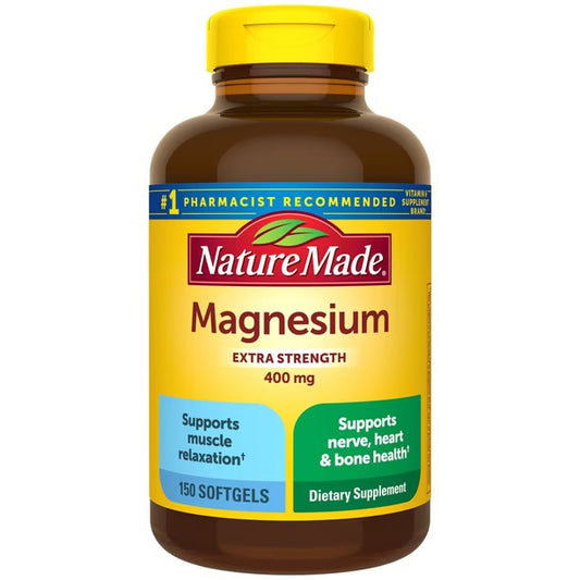 Nature Made Extra Strength Magnesium Oxide 400mg | 5-Month Supply | Supports Nerve, Heart, Bone health & Muscle Relaxation | 150 Softgels; Exp 03/2028