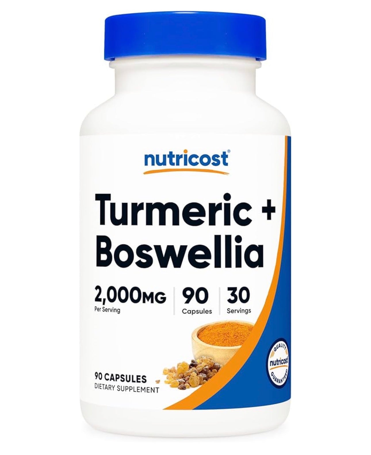 Nutricost Turmeric + Boswellia 2000mg with BioPerine 15mg | 95% Curcuminoids | Supports Joint Health & Mobility | Anti-inflammatory | 90 Capsules; Exp 04/2028