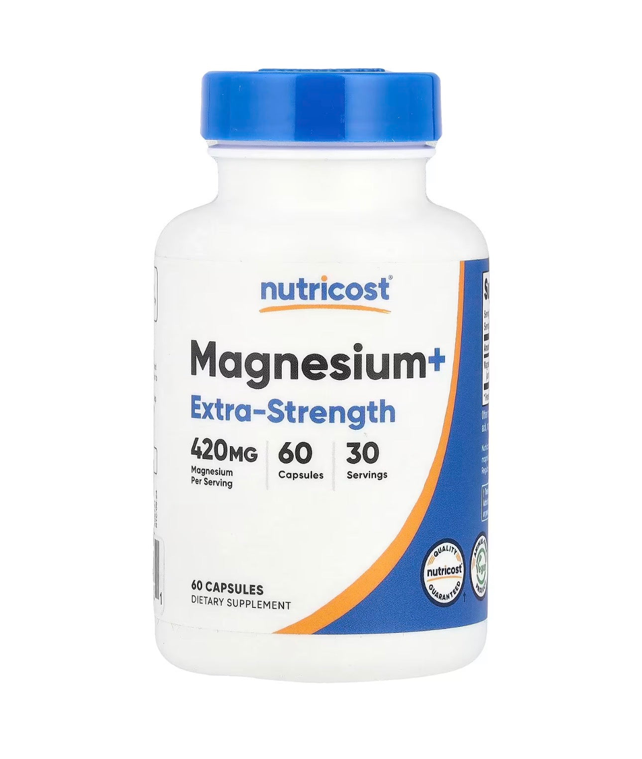 Nutricost Magnesium+ 420mg (Extra Strength) | Magnesium Glycinate & Magnesium Oxide | 60 Capsules; Exp 07/2028