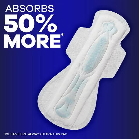 Always Maxi Sanitary Pad Size 5 | for Extra Heavy Flow | Prevents Unwanted Odors with OdorLOCK | Overnight Pads with Wings ~ Unscented; 33 Pads