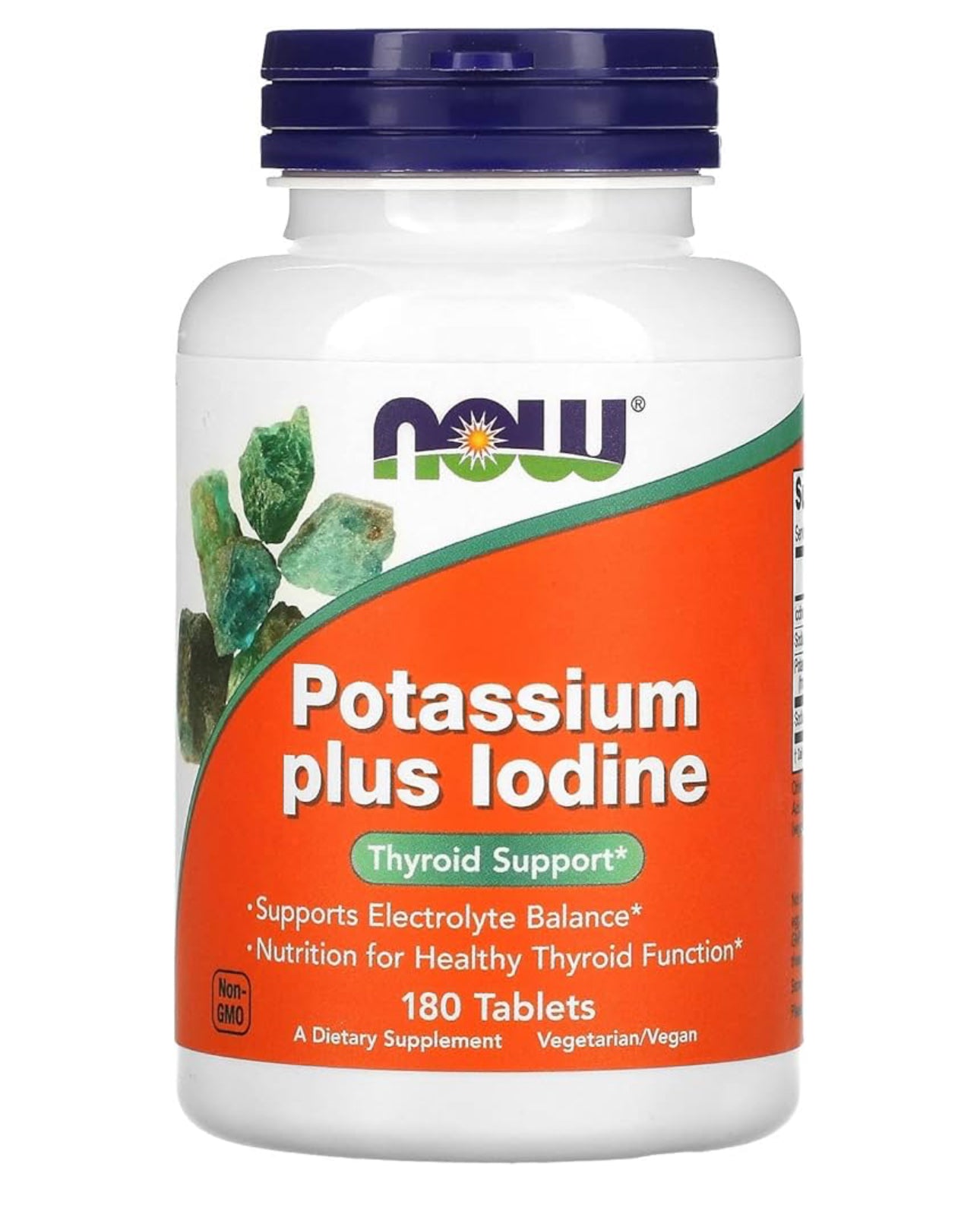 NOW Potassium Plus Iodine | Potassium Iodide | Supports Electrolyte Balance & Healthy Thyroid Function | 180 Tablets; Exp 02/2030