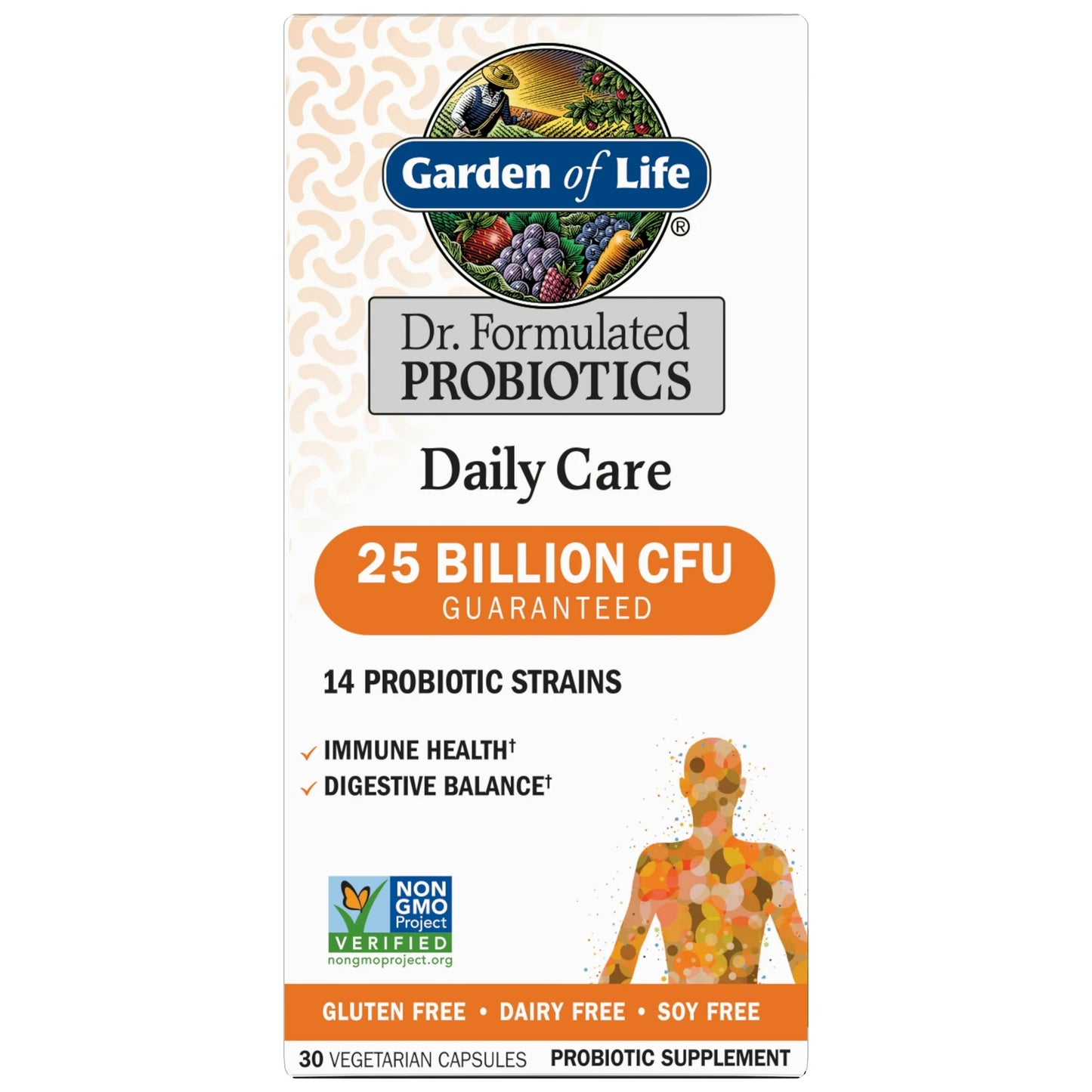 Garden of Life Dr. Formulated Daily Care Probiotics 25 Billion CFU | for Digestive, Gut Health and Immune Support | Men and Women | Promotes Digestive Balance & Regularity | 30 Capsules Exp 05/2026