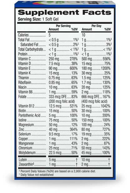 PreserVision (by Bausch + Lomb) AREDS 2 Formula + MultiVitamin | Vitamin & Multi-Mineral Formula | 80 Softgels Exp 05/2026