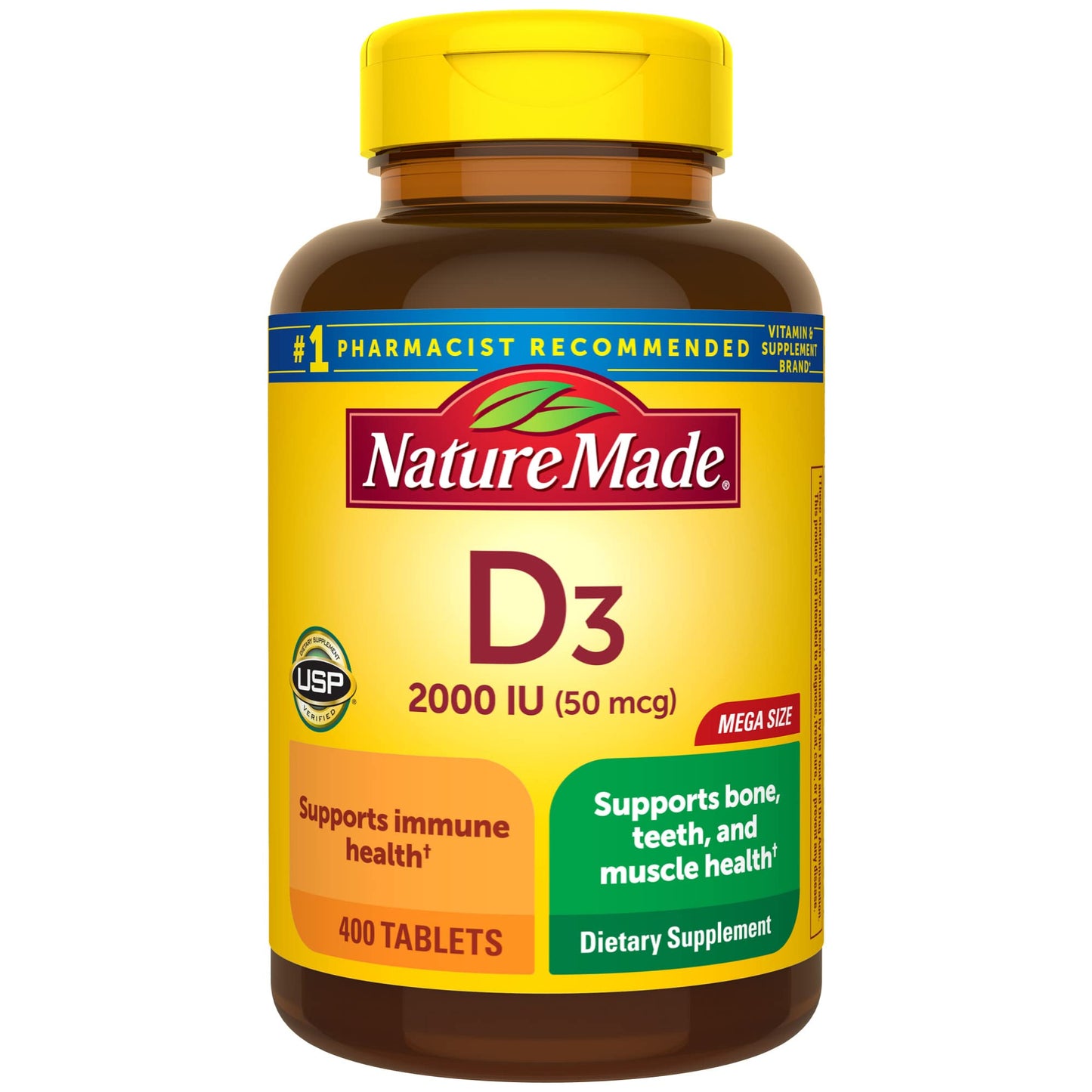 Nature Made Vitamin D3 2000 IU (50 mcg) | 400 Day Supply Support for Hormones Bone, Teeth, Muscle and Immune Health | 400 Tablets, Exp 02/2026 (Share with Family/Friend)