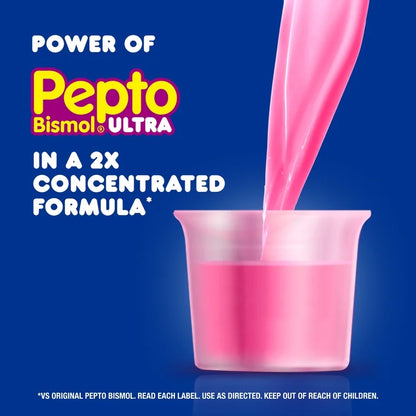 Pepto Bismol Ultra Bismuth Subsalicylate Upset Stomach Reliever/Anti-Diarrheal Liquid | Coats Stomach & Provides Fast Relief from Nausea, Heartburn, Indigestion, Upset Stomach & Diarrhea | Original Flavor ~12oz/354ml; Exp 01/2028