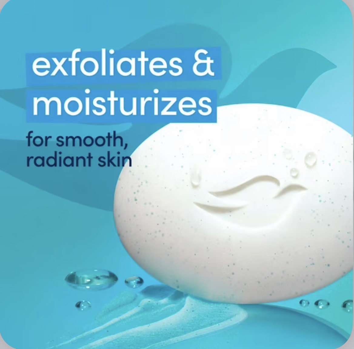 Dove Gentle Exfoliating Beauty Bar | Buffs Away Dead Skin & Boosts Moisture | Exfoliating & Moisturizing | 3.75oz/106g