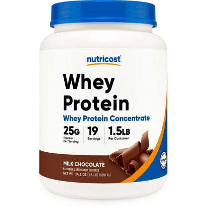 Nutricost Whey Protein Concentrate Powder | 25 Grams of Protein Powder per Serving | Milk Chocolate Flavored ~ 1.5lb/680g , Exp 09/2027